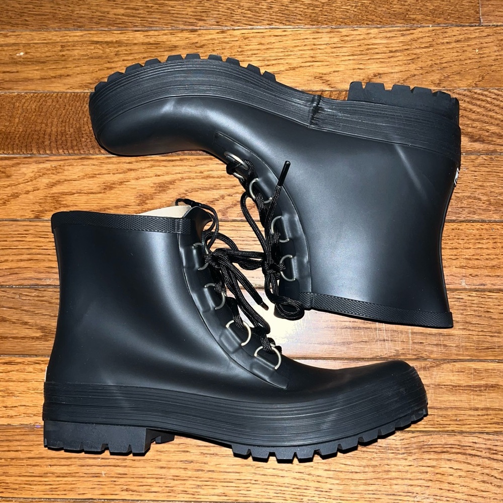 Chooka Ava Lace Up Waterproof Rain Boot Black With Black Laces Women’s Size 10 - Picture 7 of 14